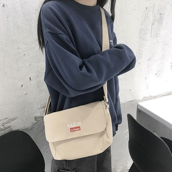 

version female messenger bag cloth fan canvas harajuku literary foreign shoulder of student korean large-capacity tra bhpgd