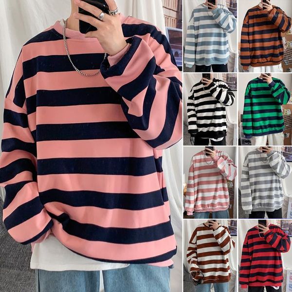 

men's hoodies & sweatshirts men striped 2021 spring autumn fashion mens male loose couple outfit brand hip hop hoodie, Black