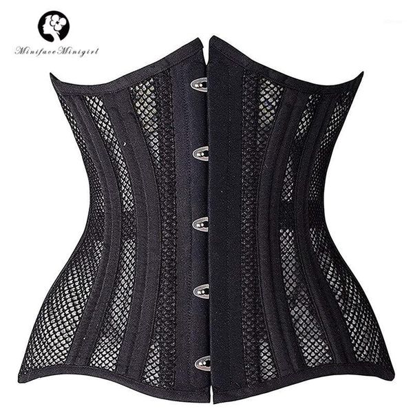 

bustiers & corsets women's mesh waist training underbust colombian girdles heavy duty 24 steel boned hourglass silhouette body shaper t, Black;white