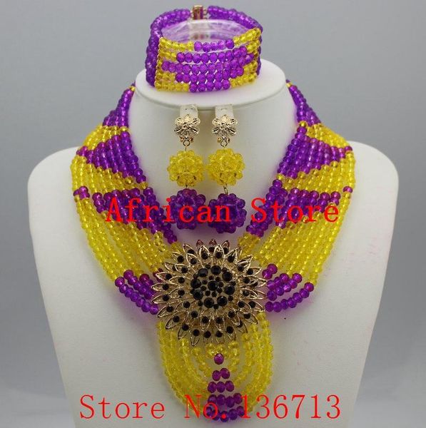 

earrings & necklace fashion nigerian wedding african beads jewelry set crystal bracelet l206, Silver