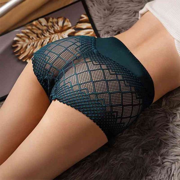 

women's underwear panties lace lingerie high fit female boyshort waist briefs rhombus mesh underpant plus size, Black;white