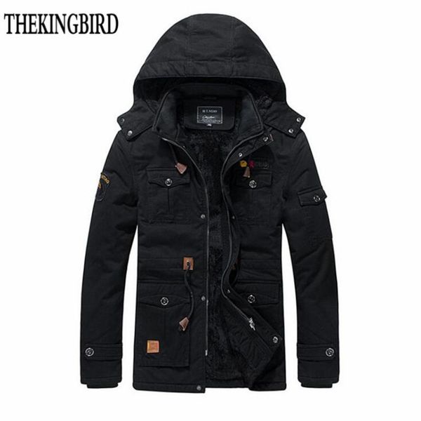 

men's jackets jacket with hood 2021 solid euramerican style plus velvet coat thicken warm men winter military 4xl army green, Black;brown