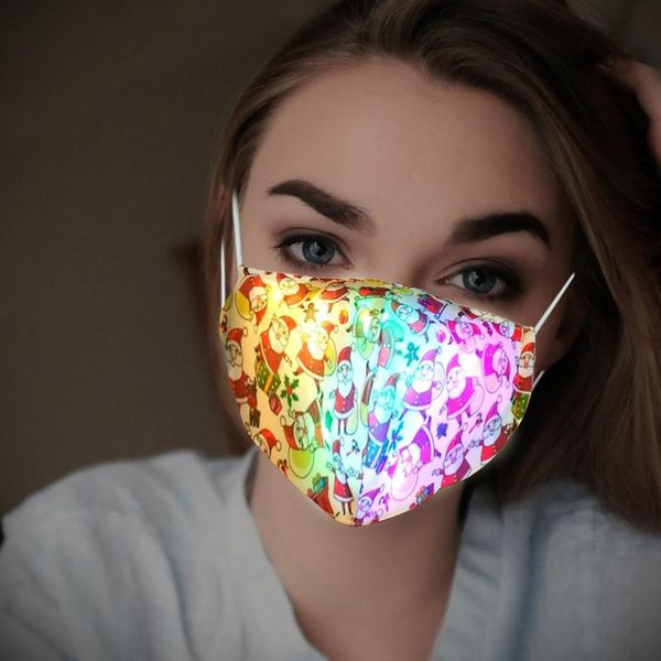 

other event & party supplies christmas 2021 santa claus prints masks man xmas printing led luminous mask with light reusable face earloop ba