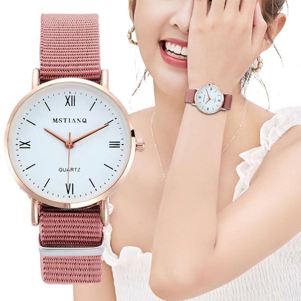 

wristwatches 2021 watch women fashion casual nylon strap watches simple ladies' small dial quartz clock dress, Slivery;brown