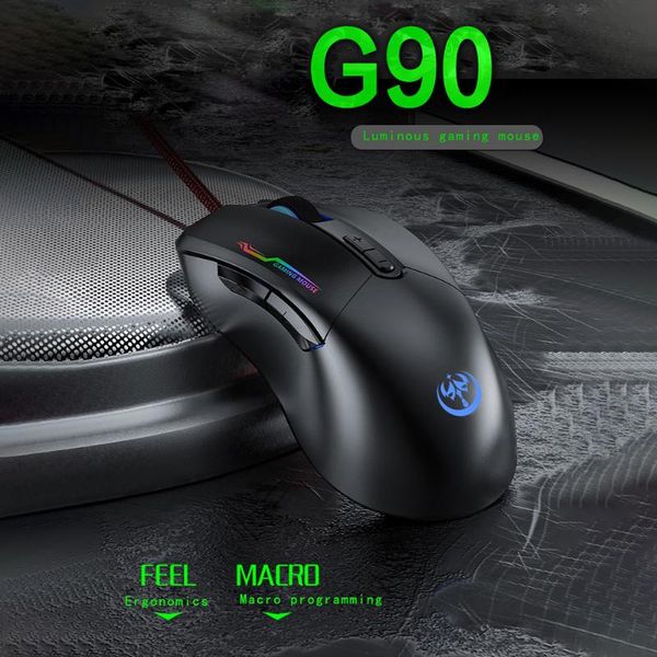 

mice bloodbat gm90 gaming mechanical mouse wired 3200dpi 4-level adjustable usb 7 buttons programmable for computer gamer