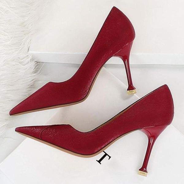 

dress shoes 2021 women scarpins 9cm high heels burgundy pumps lady fetish wedding stripper nightclub designer prom luxury blue, Black