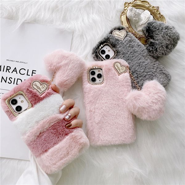 

cases cell phone sets autumn and winter plush for 12 mobile case love soft plastic apple 11 7 / 8plus protective