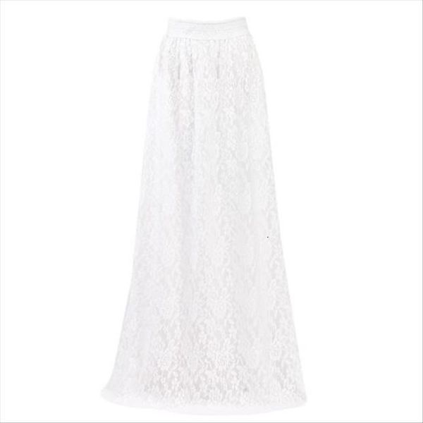 

summer fashion latest double lace women skirt layer chiffon pleated long maxi elastic waist, Black
