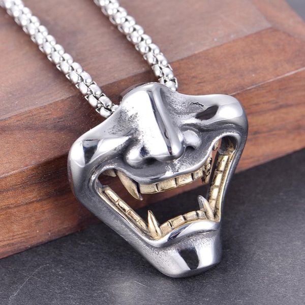 

pendant necklaces fashion personality prajna mask necklace japanese skull, Silver