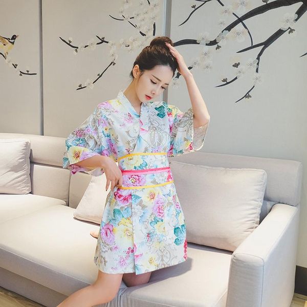 

girl robe japanese dress kimono woman sweet gown vintage asian clothing yukata cosplay party 2 pieces set ethnic, Red