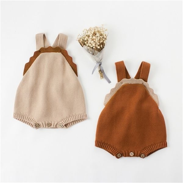 Herbst Baby Jungen Mädchen Woolen Garn Nette Ärmellose Strampler Kinder Casual Jumpsuits Kleidung 210508