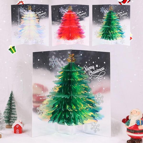

gift wrap 3pcs glitter christmas tree 3d -up greeting card merry cards for kids uy8