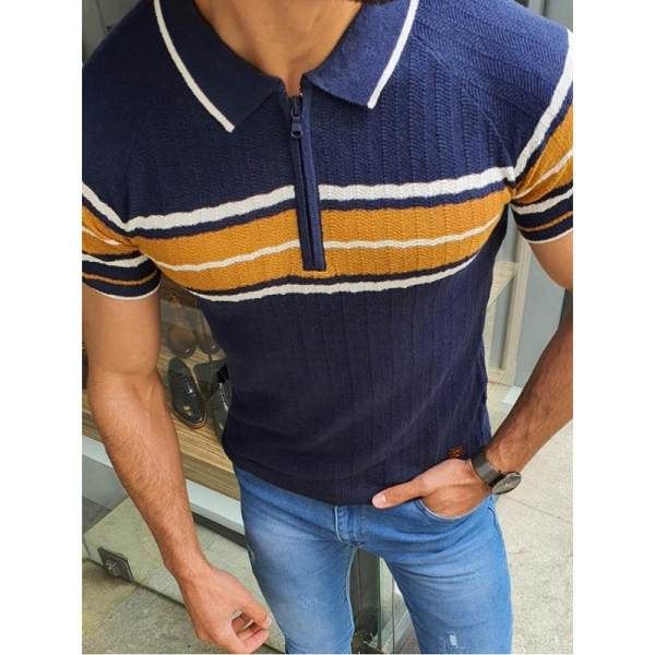 

nature pattern men's zipper polo shirt comfortable breathable fashionable cool daily travel work party, White;black