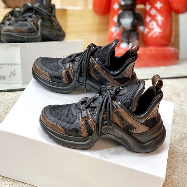

high-end designer men casual shoes arched sneaker luxury rs womens sneakers classic printing trainers height increasing mens dad fashion sho, Black