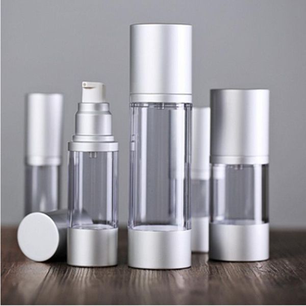 

storage bottles & jars empty 30ml /50ml vacuum bottle with silver metal cosmetic lotion airless pump printable custom logo