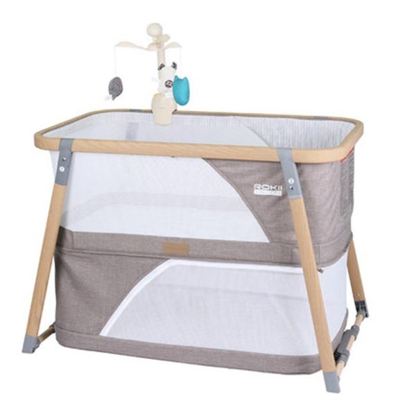 

portable folding baby crib for born multifunctional game bed double layer 0-2 years travel cribs