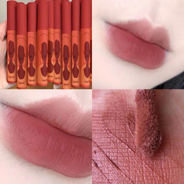 

lip gloss 6 colors matte almond milk cream tea color velvet waterproof lasting glaze non sticky lips cosmetics