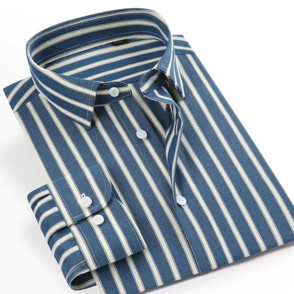

men's casual shirts england style contrast striped fashion shirt pocketless design comfortable cotton standard-fit long sleeve, White;black