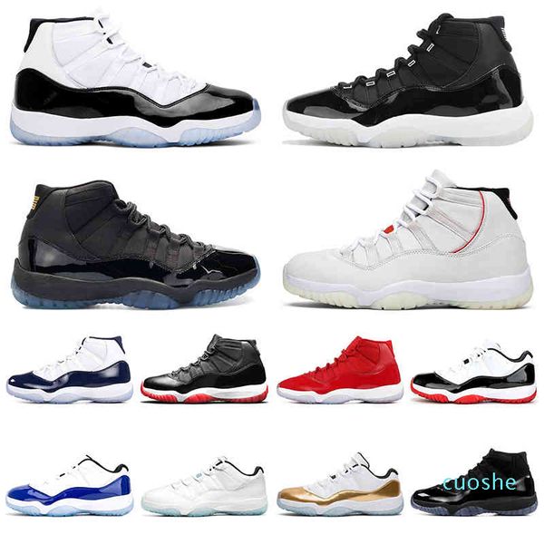 

fashion- 25th anniversary men boots shoes 11 11s legend blue concord bred cap and gown platinum tint women trainers sports sneakers, Black