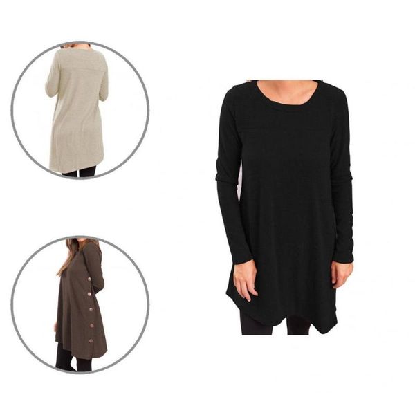 

women's blouses & shirts autumn blouse solid color female loose button decoration women t-shirt for going out, White