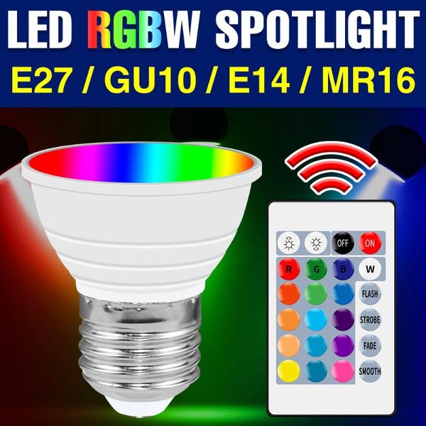 

bulbs e27 rgb lamp 85-265v led color bulb gu10 sopt light 15w round e14 lampara mr16 ir control ceiling home decor
