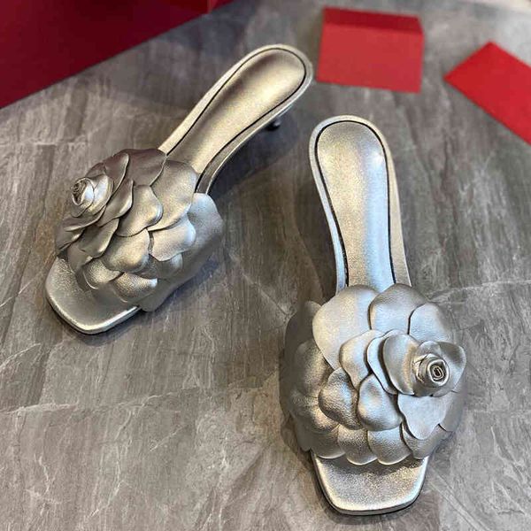 

80% off store online summer fashion runway flowers stilettos female real leather open toe leisure vacation slippers wedding party pumps wome, Black