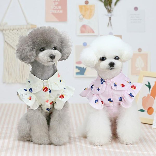 

pet clothes puppy thin teddy dog cat spring and summer mushroom shirt apparel