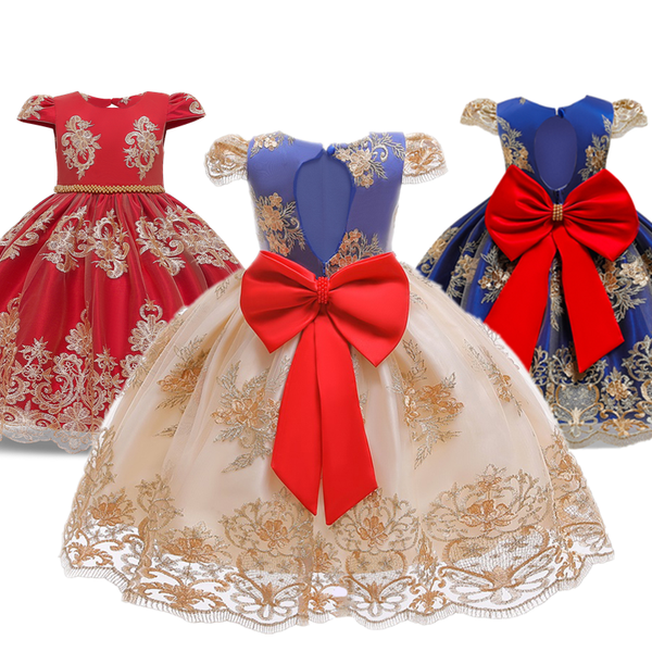

kids dress for girls elegant wedding flower princess party pageant formal dress children lace tulle communion dress 4-10yrs girl, Red;yellow