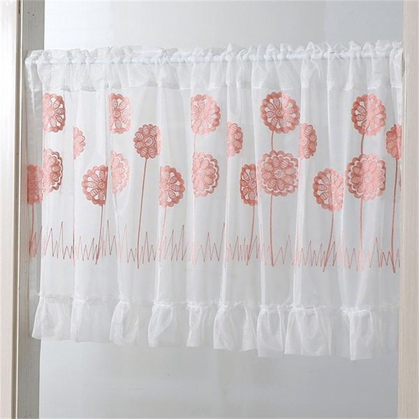 

curtain & drapes dandelion embroidered short valance curtains for kitchen bathroom door half tulle floral small window treatments