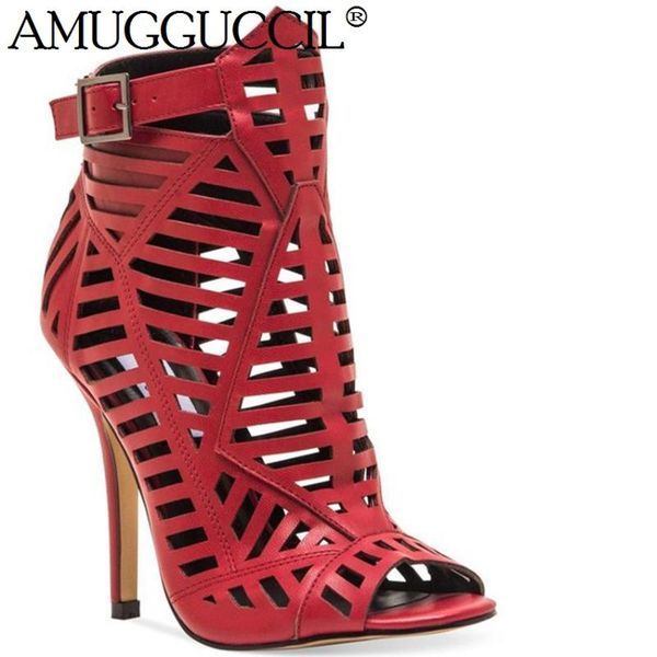 

plus big size 35-52 brown red white zip fashion high heel party wedding summer female women lady sandals l1115, Black