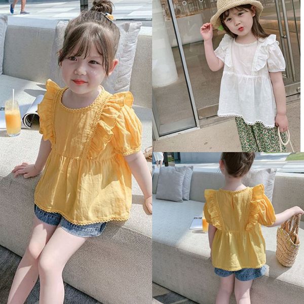 

Girls Babys Kids Blouse Jacket Outwear 2022 Solid Spring Autumn Top Long Sleeve Shirts Cotton Princess Childrens Clothing, White