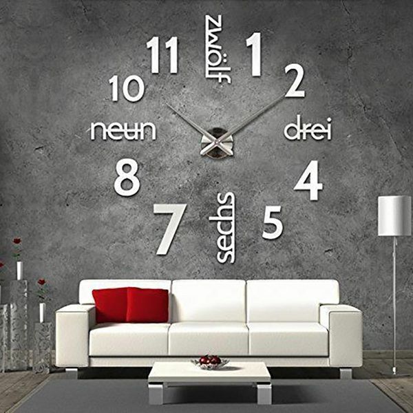 

wall clocks clock watch acrylic mirror stickers home decoration living room quartz needle letter tattoo