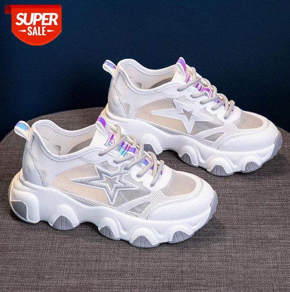 

daddy shoes women's breathable casual all-match sports thick-soled increased leather #q36u