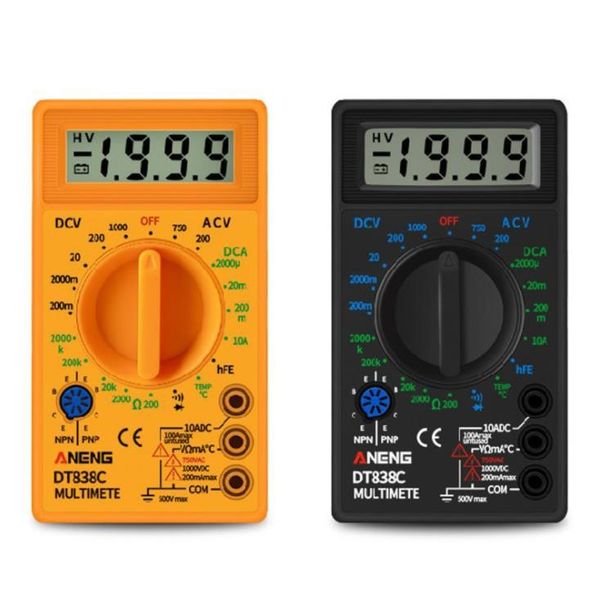 DT-838C ЖК-дисплейный мультиметр AC / DC 750 / 1000V ACP / DC 750 / 1000V AMP Volt OHM TEM Тестер с тестовым проводным и температурным зондом Вольтметра Ammeter SN3232