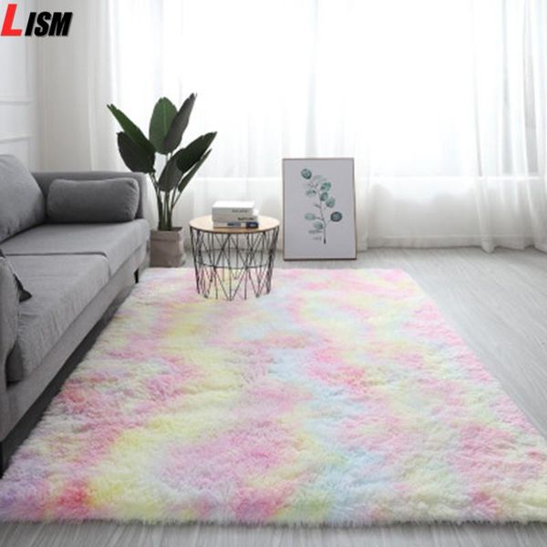 

carpets shaggy tie-dye carpet printed alfombra plush floor fluffy mats for living room bedroom silky anti-slip rugs