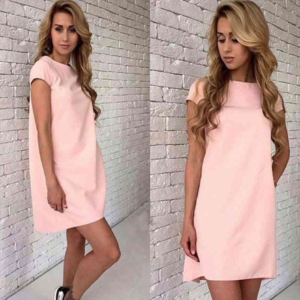 

summer beach casual short sleeve women dresses loose mini a line candy color s xxl, Black;gray
