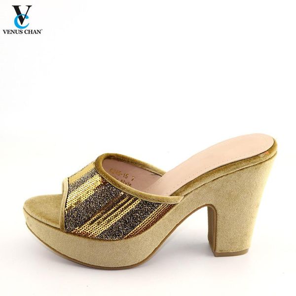 

dress shoes golden color special arrival nigerian women for party retro style lady wedding, Black