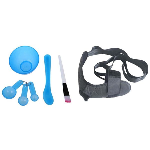 

6-in-1 diy facial mask tools skincare key brush spatula spoon with yoga ligament stretch belt stripes