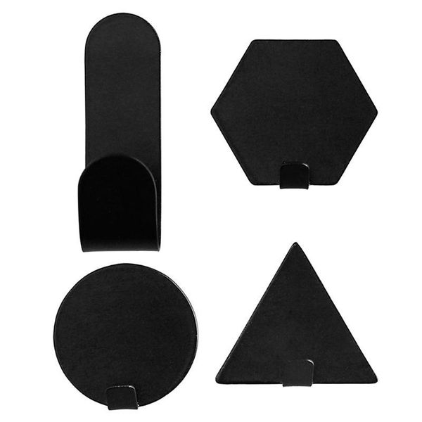 

hooks & rails 4pcs geometric iron adhesive wall mounted sticker hook holder hanger home supply