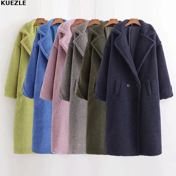 

winter coat woman made fur retro thick warm long for ladies lamb suede female cashmere outerwear 3xl women's sweaters, White;black