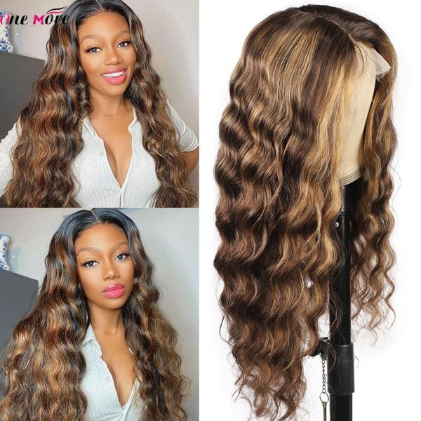 

lace wigs 28 30 inch brazilian loose deep wave wig 4 27 highlight human hair 13x4 front transparent, Black;brown