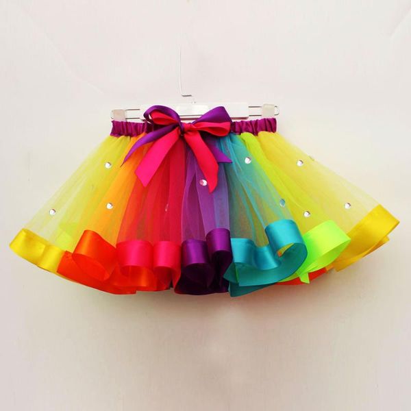

rainbow girls skirts kids tutu tulle party dance ballet toddler baby costume skirt roupa infantil menina of for girl, Blue