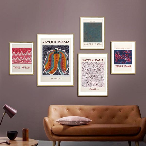 

paintings famous yayoi kusama artist exhibition poster abstract canvas print painting wall art pictures for living room gallery home decor