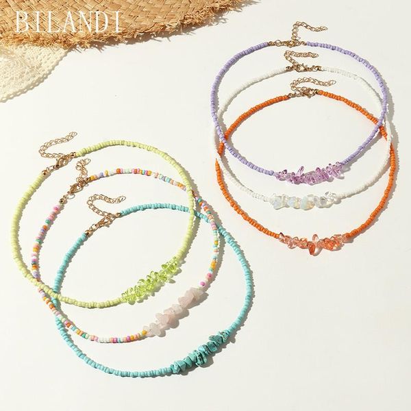 

chains bilandi fashion jewelry irregular beads necklace 2021 design bohemia style colorful seed for women gifts, Silver