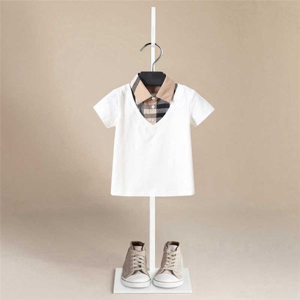Designer infantil camisetas roupas menino camisa xadrez verão para meninos tops toddler crianças manga curta t-shirt roupas de natal q0716