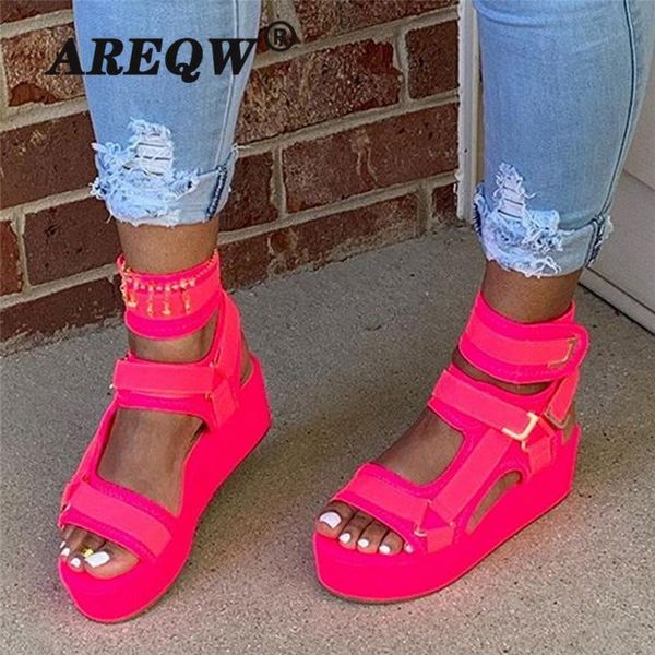 

platform sandals women shoes summer high heels ladies casual wedge chunky gladiator fashion top, Black