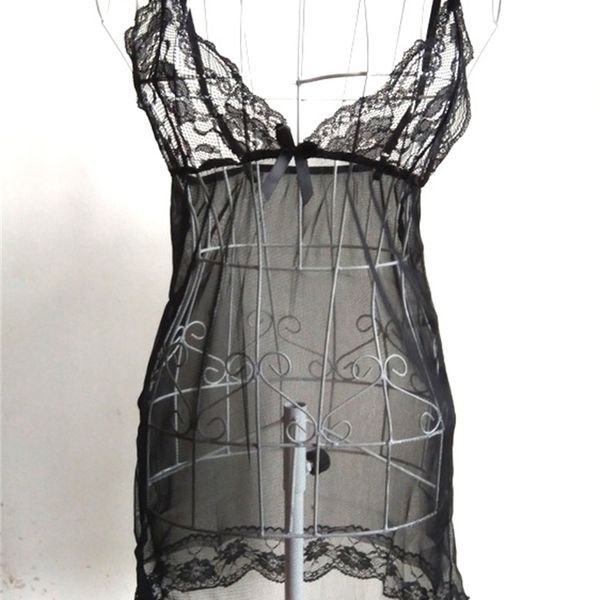 

fashion high grade lace transparent garter pajamas and night suit, Black;white