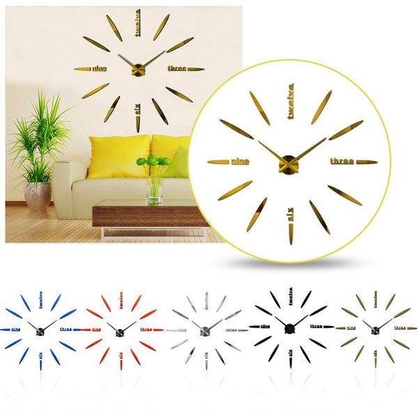

wall clocks acrylic stick on clock diy large modern design decal 3d stickers mute decorative