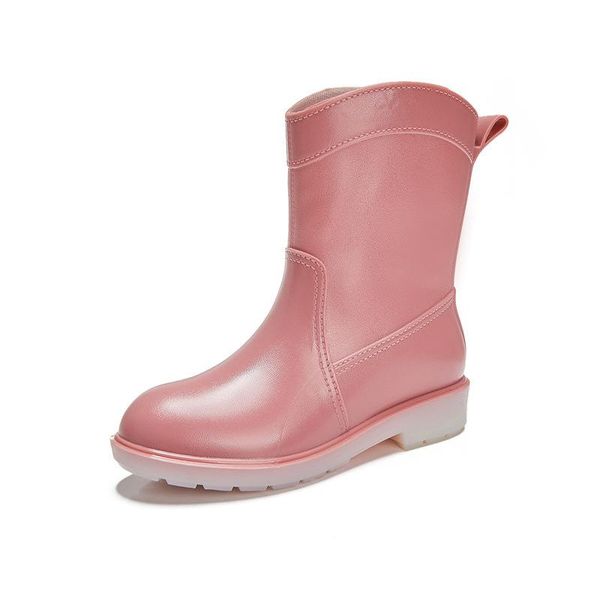 

boots waterproof rubber women mid calf shoes for rain 2021 autum solid color, Black