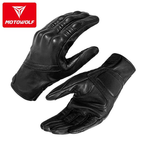 Leder Motorrad Handschuhe Reithandschuhe Touchscreen Schützen Faust Gelenk Luva Motociclista Gants Moto Cuir für Reiten Radfahren H1022